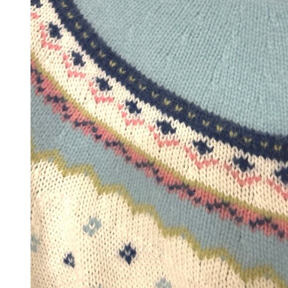 Tommy Hilfiger Wool Cotton Blend Cream Nordic Fair Isle Full Zip Sweater Medium - Picture 10 of 13